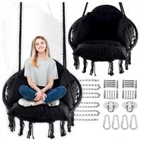 Czarne Bocianie gniazdo huśtawka ogrodowa + Poduszka + 2x zestaw montażowy