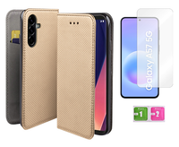 Etui z klapką do SAMSUNG GALAXY A57 5G obudowa złoty + szkło na ekran 9H