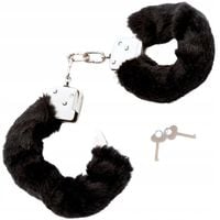 Kajdanki erotyczne BDSM z futerkiem dla par czarne metalowe solidne trwałe