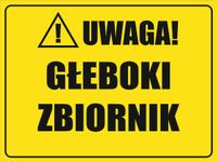 Tabliczka Uwaga! Głęboki zbiornik grawer piktogram 20x15 cm dużo wzorów