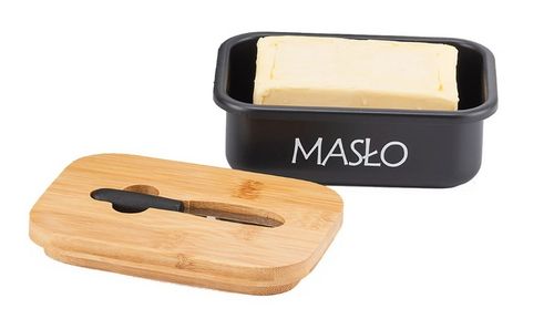 MASELNICZKA STALOWA POJEMNIK NA MASŁO Z POKRYWKĄ + NOŻYK DO SMAROWANIA na Arena.pl
