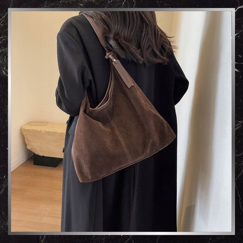 Torebka Damska Zamszowa BAD&BAGS Na Ramię Torba Pojemna Brązowa Elegancka na Arena.pl