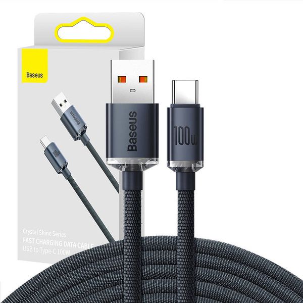 Kabel USB do USB-C Baseus Crystal Shine, 100W, 2m (czarny) zdjęcie 1