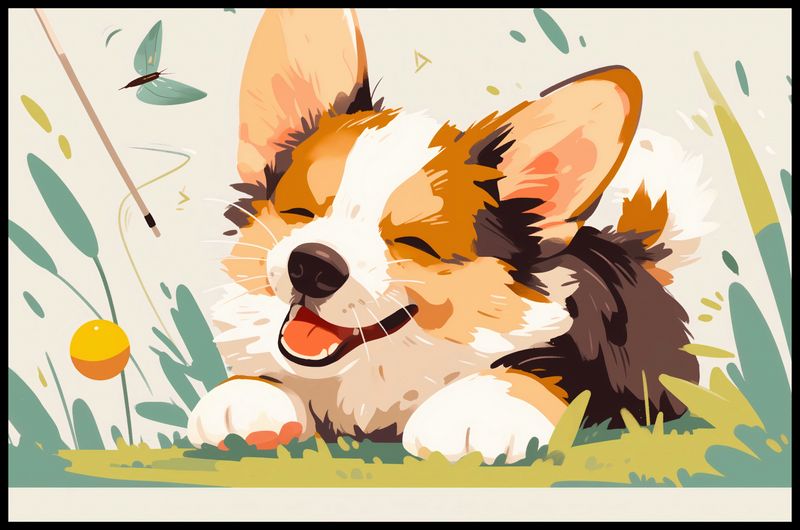 Plakat 91,5x60cm Beztroski Corgi zdjęcie 2
