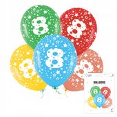 ZESTAW KOLOROWYCH BALONÓW Z CYFRĄ 8 NA IMPREZE URODZINOWĄ PRZYJĘCIE