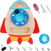 TOPJOWGA Drewniana Deska z Wkrętami Zabawka Edukacyjna dla Dzieci