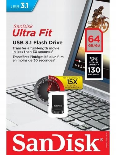 Nano Pendrive SANDISK Ultra FIT 64GB 130MB/s na Arena.pl