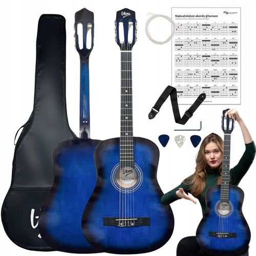 GITARA KLASYCZNA 4/4 DLA POCZĄTKUJĄCYCH DO NAUKI ZESTAW KOSTKI POKROWIEC na Arena.pl