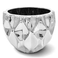 OSŁONKA NA KWIATY DONICZKA CERAMICZNA SREBRNA DUŻA OSŁONA NA DONICZKĘ 21 cm