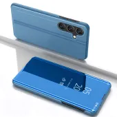 clear view case etui do samsung galaxy s25+ pokrowiec z klapką - niebieskie