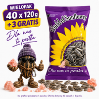 Słonecznik prażony120g z solą himaljaską XXL 40szt. + 3 GRATIS!