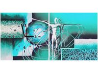 40 80CM ZEGAR 2 ELEM TAŃCZĄCE POSTACIE NIEBIESKIM ŚCIENNY