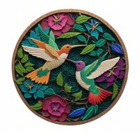 PUZZLE DREWNIANE 3D dla dorosłych dzieci Koło Ptak KOLIBER 100el MIKOŁAJKI