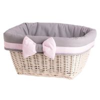 Wiklinowy Wybielany Kosz z Obszyciem 38x28 H20 cm uniwersalny