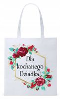 Dla Dziadka Na Prezent Torba Eco Biała Shopper Z Nadrukiem Ze Zdjęciem