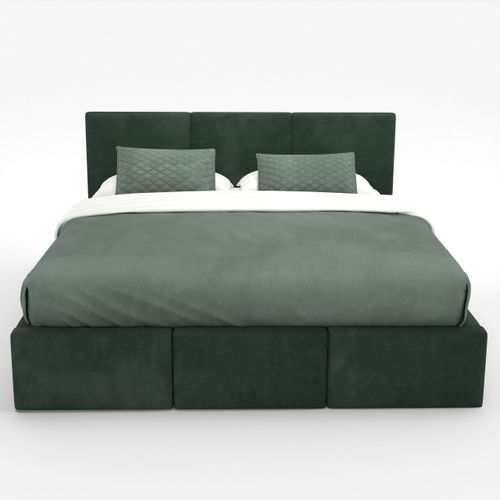 ŁÓŻKO TAPICEROWANE 180x200 ŁÓŻKO PODWÓJNE Z POJEMNIKIEM BUTELKOWA ZIELEŃ na Arena.pl