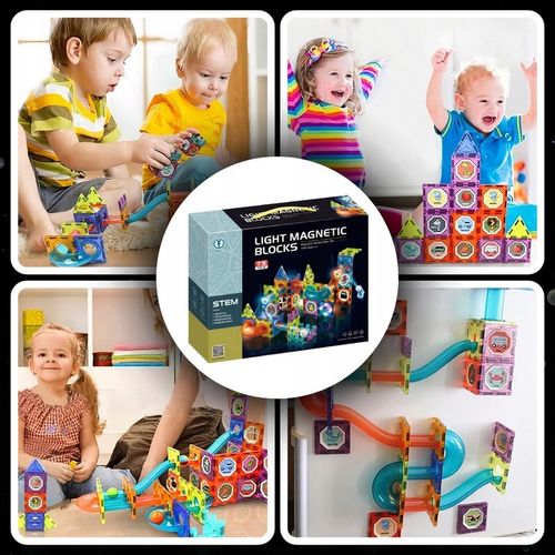 Klocki magnetyczne konstrukcyjne 49el 3D edukacyjne duży zestaw dla dzieci na Arena.pl