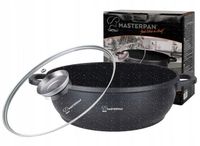 Wok Aluminiowy 28cm 3,3l z pokrywką. Powłoka Marmurowa. Masterpan