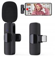 2xMIKROFON KRAWATOWY BEZPRZEWODOWY PRZYPINANY USB-C Lightning do IPhone 2w1