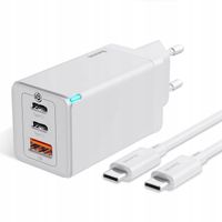 BASEUS SZYBKA ŁADOWARKA SIECIOWA USB 2x USB C ZASILACZ DO LAPTOPA GaN 65W