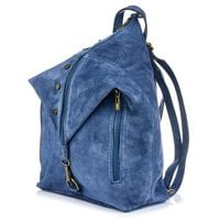 VERA PELLE plecak damski zamszowy elegancki z ćwiekami V409 c.jeansowy