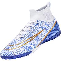 Buty piłkarskie turfy męskie korki ze skarpetą biało-niebieskie r. 43