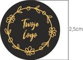 Naklejki LOGO ETYKIETY REKLAMOWE twój nadruk grafika tekst 2,5 cm 1750 szt