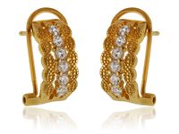 POZŁACANE PODŁUŻNE SREBRNE KOLCZYKI BIAŁE CYRKONIE