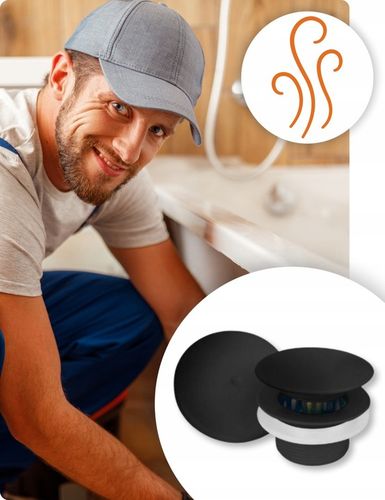 Syfon Wannowy KLIK KLAK Czyszczony od Góry Czarny z Korkiem Szybki Montaż na Arena.pl