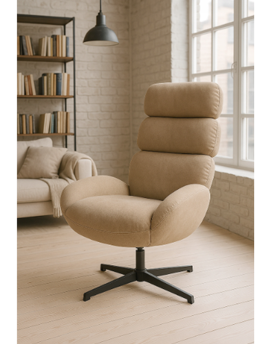 Fotel wypoczynkowy Axel beżowy velvet obrotowy loft do salonu gabinetu na Arena.pl