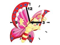 30X30CM ZEGAR RÓŻOWO CZERWONY MOTYL OBRAZ DREWNO
