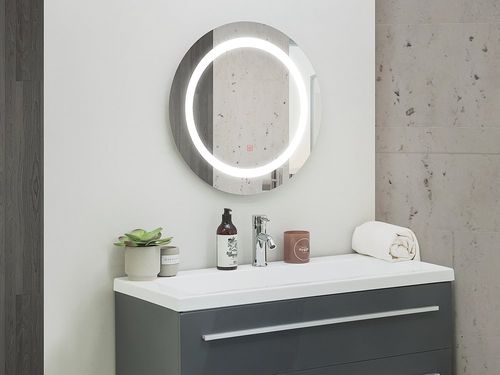 Lustro Ścienne Led Ø 58 Cm Srebrne Selune na Arena.pl