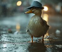 Plakat 60x50cm Kaczka w Kapeluszu