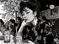 Plakat 80x60cm Czarne Kimono