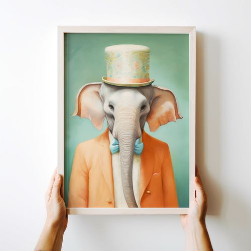 Plakat słoń w kapeluszu 30x40 cm na Arena.pl