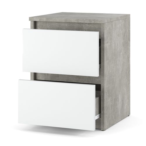 Szafka Nocna 2 Szuflady Nowoczesny Stolik Wąski Nakastlik Beton Biały Mat na Arena.pl