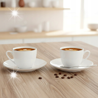2x Filiżanka Porcelanowa do Picia Kawy Herbaty Biała Porcelanowa 200 ml