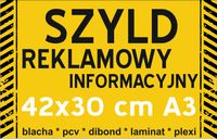 Szyld Tablica reklamowa A3 30x42 cm tworzywo płyta różne wzory