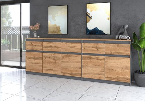 Komoda Nowoczesna Do Sypialni Pojemna Szafka 200cm 5 Szuflad Szara Wotan na Arena.pl