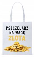 Dla Pszczelarza Na Prezent Torba Eco Biała Shopper Z Nadrukiem Ze Zdjęciem