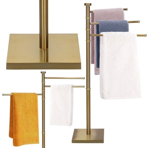 Wieszak na ręczniki uchwyt ręcznikowy na 3-ramienny, stojak łazienkowy 86 cm złoty na Arena.pl