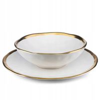 Komplet zestaw serwis 8 talerzy LISSA WHITE GOLD zastawa obiadowa 4 os GLAM