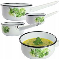 RONDEL 1,5L EMALIOWANY GŁADKI WZÓR MONSTERA GARNEK RONDELEK TRADYCYJNY