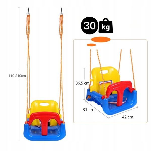 Huśtawka Ogrodowa Modułowa domowa dla Dzieci 3w1 Mocna na Linach Bezpieczna zdjęcie 4