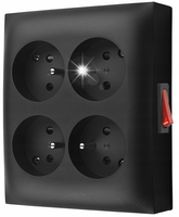 GNIAZDO 4-KROTNE N/T IP20 WYŁĄCZNIK SIMON AQUACLICK ACGZN4W1/49 CZARNE