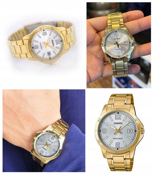 ZEGAREK MĘSKI CASIO MTP-V004 datownik stalowy + BOX + GRAWER zdjęcie 5