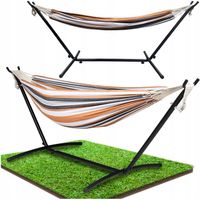 Hamak Ogrodowy Dwuosobowy Ze Stelażem Metalowym Do 240kg + Pokrowiec