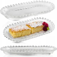 PÓŁMISEK SZKLANY AMORA 25x13x2,3CM ELEGANCKI NA SAŁATKI CIASTO DO PODAWANIA