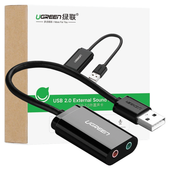 zewnętrzna karta dźwiękowa usb ugreen   us205 15cm (czarny)