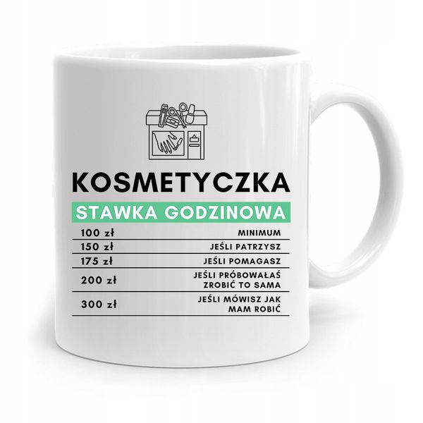 Kubek Prezent Dla Kosmetyczki Stawka Godzinowa Z Nadrukiem Ze Zdjęciem zdjęcie 1